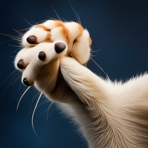 An image capturing a close-up of a cat's paw, showcasing its delicate pads and retracted claws
