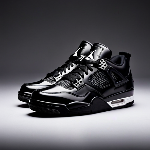 An image showcasing the sleek profile of the iconic Black Cats Jordan 4