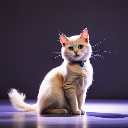 An image that captures the enchanting world of Cats Musical Characters: in a moonlit junkyard, silhouetted against a mystical backdrop, a graceful feline ensemble performs a mesmerizing dance, their vibrant eyes and dynamic poses reflecting their unique personalities