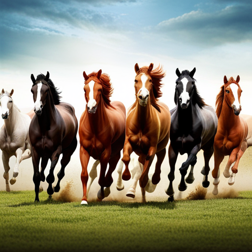 An image capturing the awe-inspiring sight of horses in full stride, showcasing their evolutionary journey through time