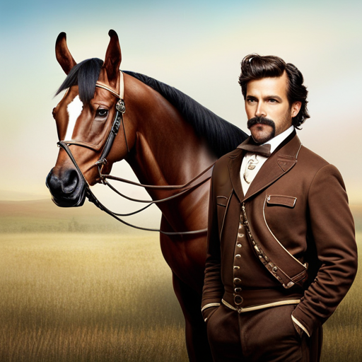 An image showcasing the evolution of horses with mustaches throughout history