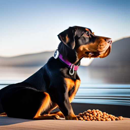 An image showcasing a diverse range of high-quality dry dog food brands, with colorful packaging, labeled with key ingredients like lean protein, whole grains, and essential nutrients, to guide dog owners in making the best choice