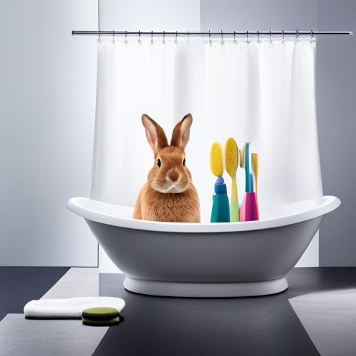 An image showcasing a well-groomed rabbit enjoying a spa-like day