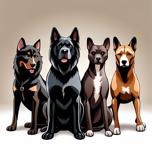 An image showcasing four fierce and forbidden dog breeds in the UK