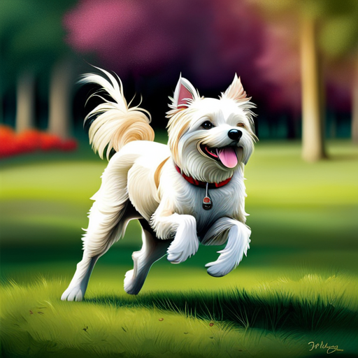 An image portraying a dog energetically playing fetch in a lush park, showcasing their active nature