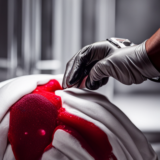 An image featuring a close-up of a dog's paw with a deep cut, oozing bright red blood