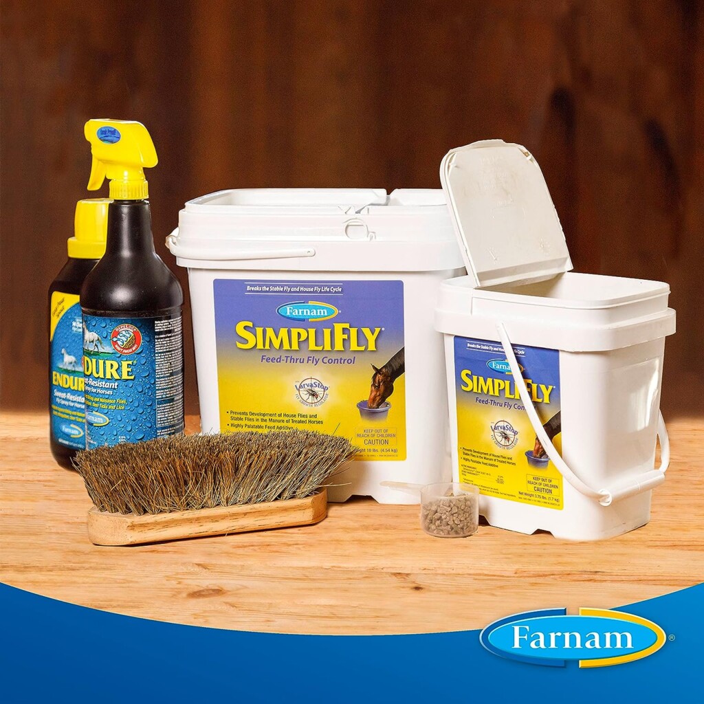 Farnam SimpliFly Feed Through Fly Control for Horses, Breaks the Fly Life Cycle, Pellets, 10 Pound Bucket, 160 Day Supply for One Horse