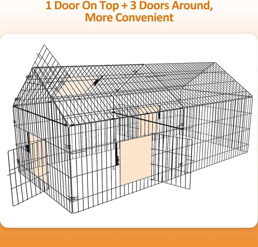 INJOPEXI Metal Chicken Coop 86×40×39 Chicken Runs for Yard with Cover Chicken Playpen Enclosure Chicken Pen Kennel Duck Coop Cage for Outdoor Backyard Farm Rabbit Small Animal Dog Poultry Cat Hutch