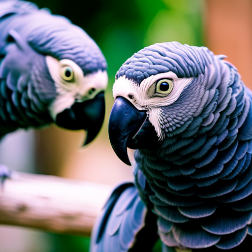 An image capturing the vibrant life of African Grey Parrots amidst the lush rainforest canopy