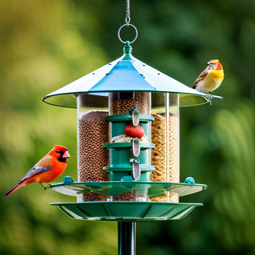 An image showcasing the diversity of large capacity bird feeders