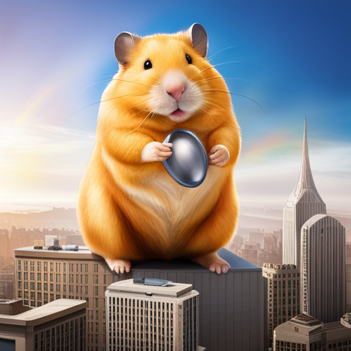 An image featuring a colossal hamster, its enormous fluffy body towering over a cityscape