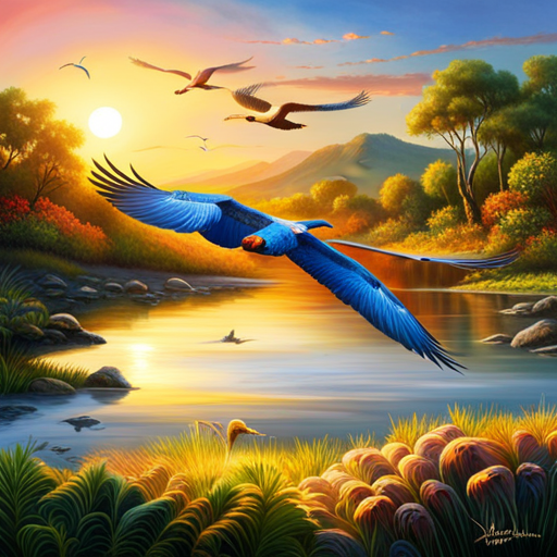 An image showcasing the vast bird diversity across diverse habitats: a tropical rainforest teeming with colorful macaws, a coastal marshland with elegant herons, a snowy tundra with regal snowy owls, and a serene desert landscape with a majestic golden eagle soaring above