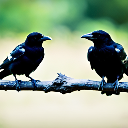 An image capturing the intense rivalry between a majestic crow, an ominous raven, and a sleek blackbird