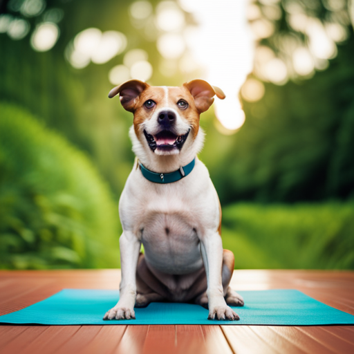 An image capturing a serene moment of a dog in a Yoga pose, showcasing the physical benefits