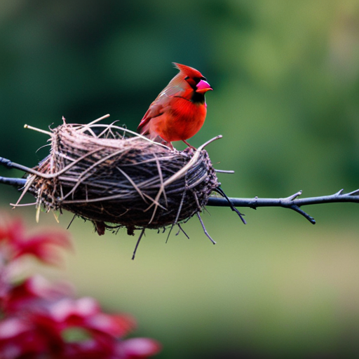 An image capturing the intricate process of cardinal nest building