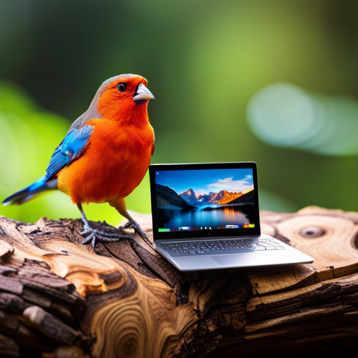 An image showcasing a smartphone, tablet, and laptop side by side, each displaying a bird identification app