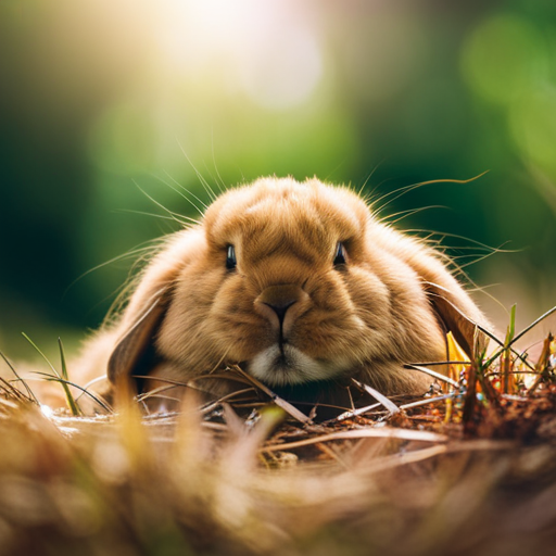 An image capturing the intricate details of a rabbit's physiology and behavior during hibernation; depict a peacefully curled-up rabbit amidst a cozy burrow, with closed eyes, slowed breathing, and a lowered body temperature