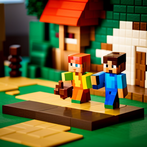 an image capturing the vibrant world of Minecraft, showcasing a cozy wooden cottage adorned with playful cat statues, each with distinct colors and patterns, adding charm to the pixelated landscape