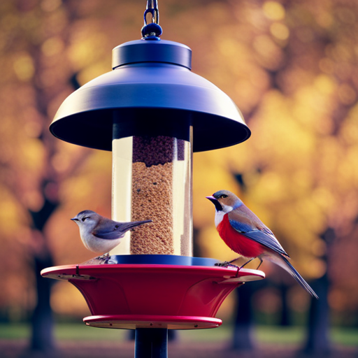 An image featuring a bird feeder surrounded by an array of perplexed expressions; bird enthusiasts eagerly stare at the empty feeder, while birds in comical costumes playfully taunt from nearby trees