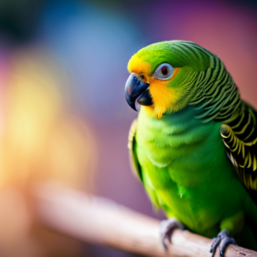 An image showcasing a parakeet solving a complex puzzle, displaying exceptional problem-solving skills