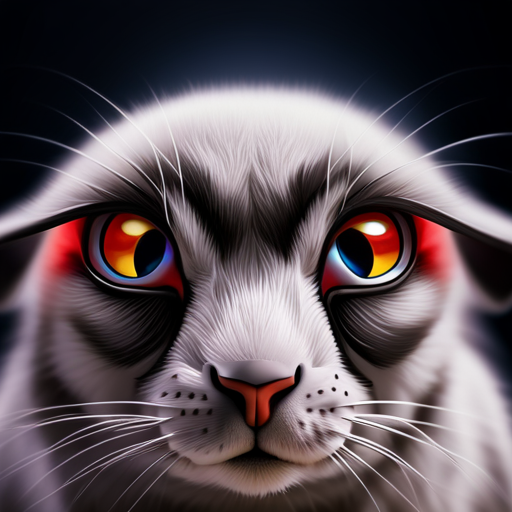 A visually captivating image showcasing rabbits with striking red eyes