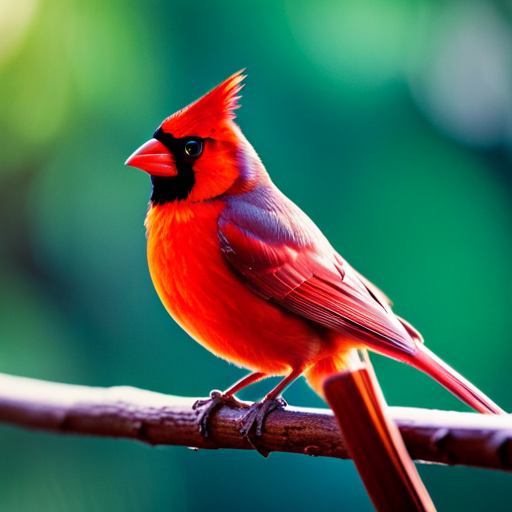 An image showcasing a beautifully vibrant red cardinal perched on a windowsill, casting a warm glow through the glass as it gazes into the room, evoking a sense of mystery and luck