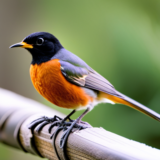 An image that showcases the stunning physical features of the American Robin: its vibrant orange breast, sleek gray back, and elegant white eye ring, capturing the bird's allure and charm