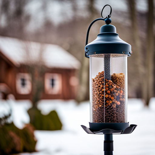 An image showcasing a sturdy, rust-resistant bird feeder pole made from durable materials, featuring a secure base with multiple adjustable hooks, and a weather-resistant finish that ensures longevity and stability