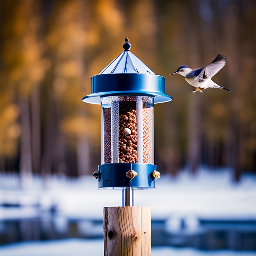 An image showcasing a variety of sturdy bird feeder poles in different materials, heights, and designs, highlighting their durability, stability, and ease of installation