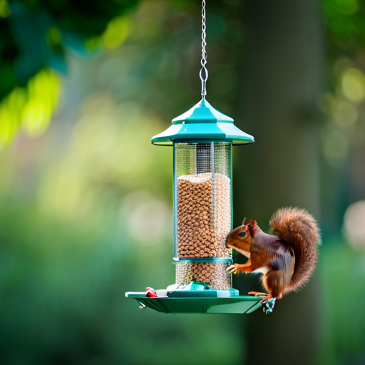 An image showcasing a sturdy bird feeder with weight-activated perches, ensuring exclusive access to birds