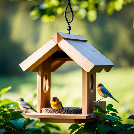 An image showcasing a variety of Shepherds Hook Bird Feeder Stands nestled among lush greenery, with birds perched on them, inviting readers to explore our comprehensive guide for the top bird feeder stands of 2023