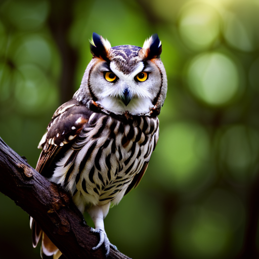 An image showing a moonlit forest with an owl perched on a branch, its piercing yellow eyes fixed on the viewer