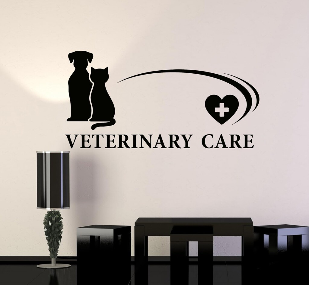 Wall Stickers Vinyl Decal Vetirenary Care Hospitals Pets Animals (z1945) (L 23.15 in X 45 in, Black)