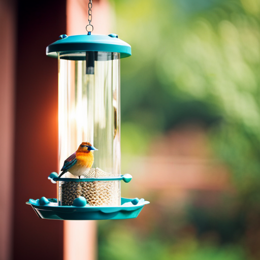An image capturing the serene beauty of a window bird feeder, showcasing a variety of colorful feathered visitors, perched gracefully, while adding a touch of nature and tranquility to your outdoor space