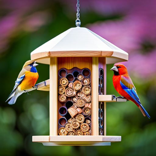 An image that showcases a Woodlink Wood Bird Feeder With 2 Suet Cages, positioned in a lush Ohio backyard