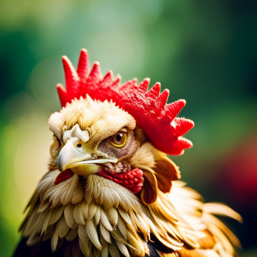 An image capturing a fearless chicken warrior, feathers raised in defiance, locking eyes with a venomous serpent