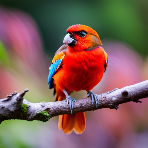 An image of a vibrant, healthy bird perched on a branch, showcasing its impeccably clean and well-maintained beak