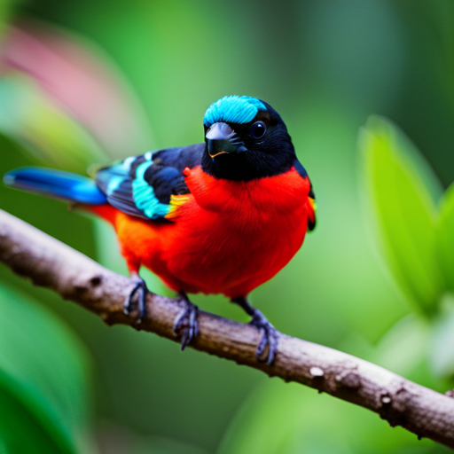 An image capturing the vibrant and kaleidoscopic beauty of the Paradise Tanager