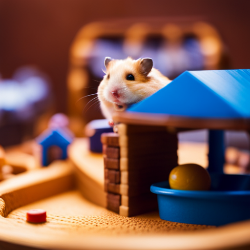 An image showcasing a spacious, multi-level hamster habitat filled with interactive toys, tunnels, and a cozy sleeping area, demonstrating alternative options to solo living for hamsters