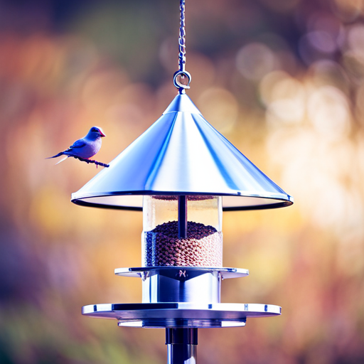 An image showcasing a spacious, platform-style bird feeder adorned with a large, gently sloping roof