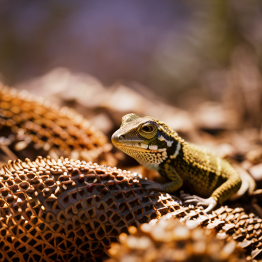 An image capturing the vibrant world of the Florida Scrub Lizard, showcasing its intricate scales in a kaleidoscope of earthy tones, basking under the warm sun amidst the sandy, scrubby terrain of Florida