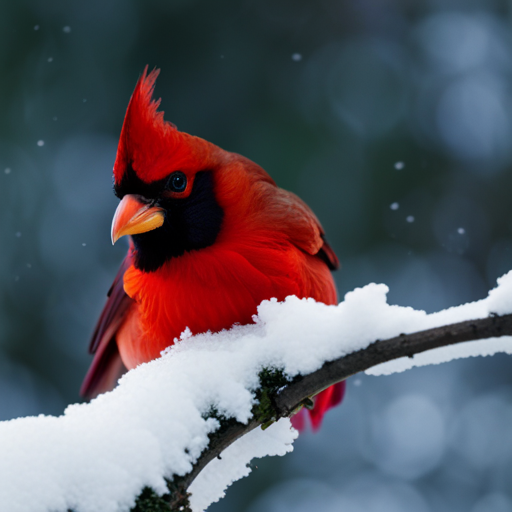 An image capturing the vibrant beauty of a cardinal's red head: a striking contrast against its sleek black feathers