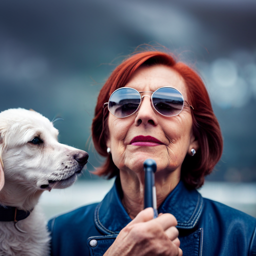 An image illustrating a person blowing a dog training whistle too close to their dog's ear, causing the dog to flinch