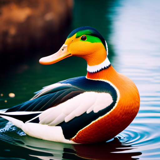 An image capturing the vibrant brilliance of a male duck's orange feet, displaying intricate patterns and vivid hues