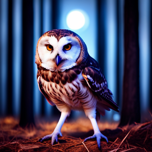 An image capturing the captivating locomotion of owl legs as they gracefully navigate through a moonlit forest