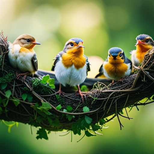 An image capturing the remarkable transformation from fragile robin hatchlings nestled in a delicate nest, to confident fledglings poised on the edge, ready to take flight into the vast world beyond