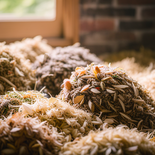 An image showcasing a variety of vibrant, organic hemp bedding options for chickens