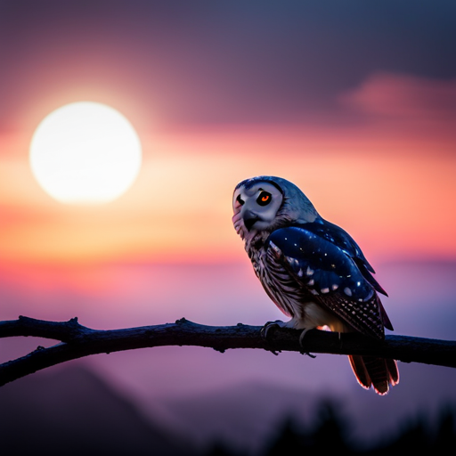 An image capturing the mystical allure of an owl perched on a moonlit branch, mesmerizingly hooting into the night sky, its captivating silhouette evoking intrigue and fascination