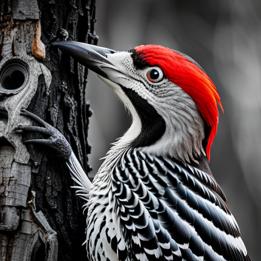 An image showcasing the intricate plumage patterns of Florida's diverse woodpecker species
