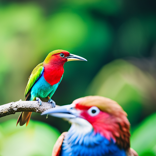 An image showcasing the vibrant colors and intricate plumage of ten stunning Thai birds
